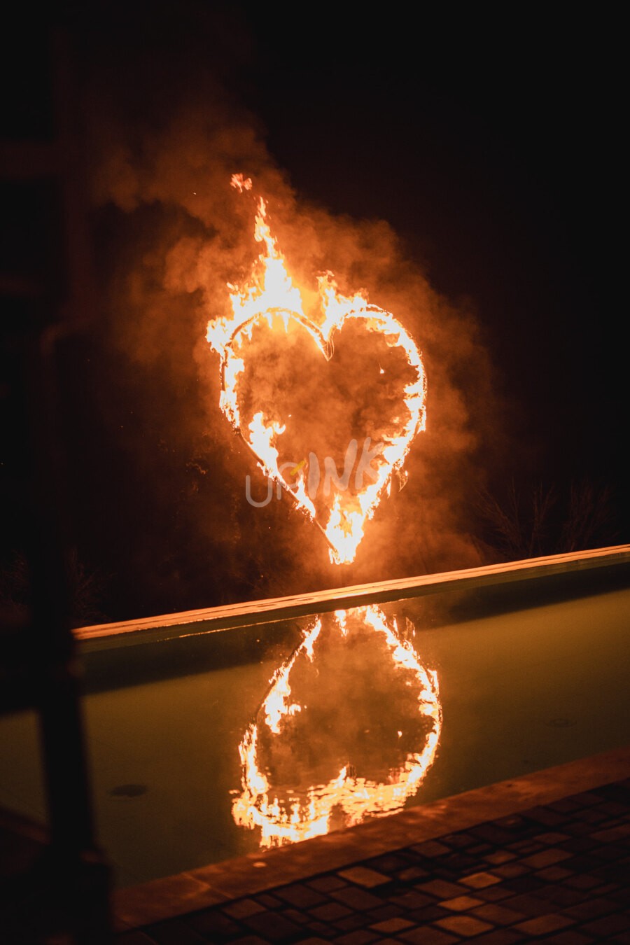 Fire heart by night
